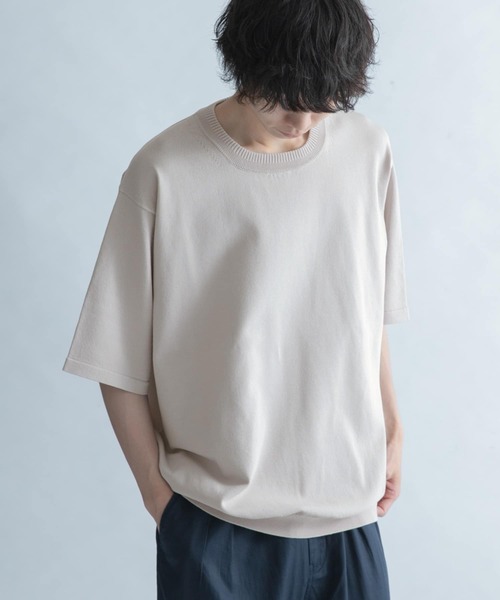 FORK&SPOON(フォークアンドスプーン)の「FORK&SPOON クルーネックニットTシャツ(Tシャツ/カットソー・メンズ・ライトグレー/パープル・4/5)」の7枚目の写真
