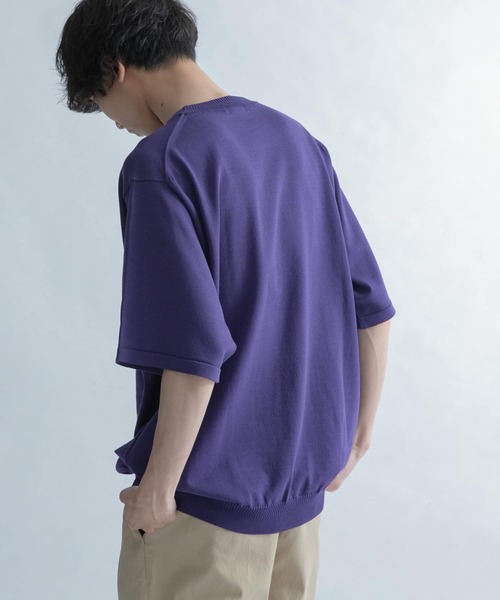 FORK&SPOON(フォークアンドスプーン)の「FORK&SPOON クルーネックニットTシャツ(Tシャツ/カットソー・メンズ・ライトグレー/パープル・4/5)」の10枚目の写真