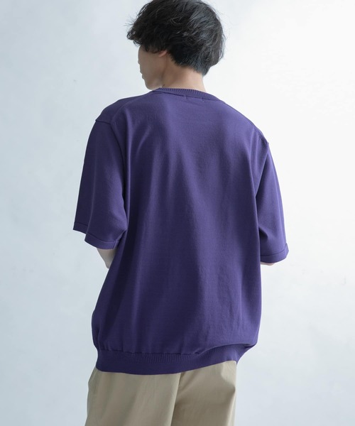 FORK&SPOON(フォークアンドスプーン)の「FORK&SPOON クルーネックニットTシャツ(Tシャツ/カットソー・メンズ・ライトグレー/パープル・4/5)」の11枚目の写真