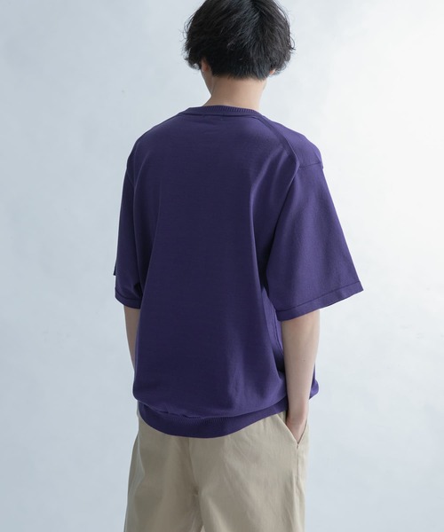 FORK&SPOON(フォークアンドスプーン)の「FORK&SPOON クルーネックニットTシャツ(Tシャツ/カットソー・メンズ・ライトグレー/パープル・4/5)」の12枚目の写真