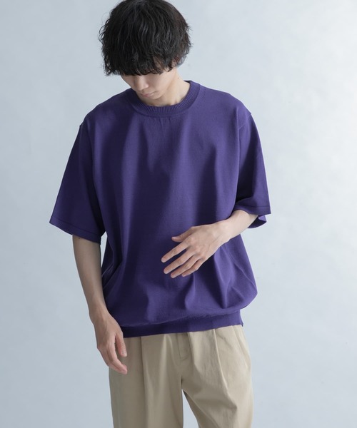 FORK&SPOON(フォークアンドスプーン)の「FORK&SPOON クルーネックニットTシャツ(Tシャツ/カットソー・メンズ・ライトグレー/パープル・4/5)」の14枚目の写真
