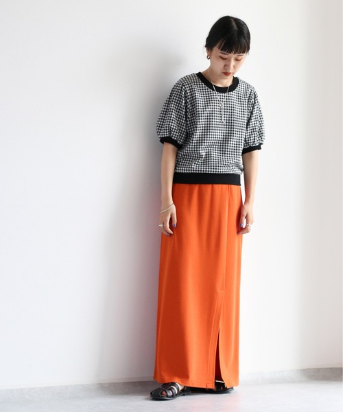 cepo（セポ）の「パフスリーブギンガムチェックトップス（Tシャツ/カットソー・レディース・ブラック/ライム/パープル/ベージュ・M）」の22枚目の写真