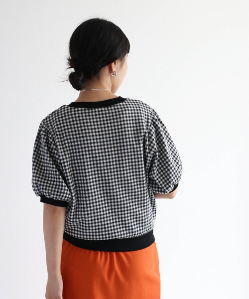 cepo（セポ）の「パフスリーブギンガムチェックトップス（Tシャツ/カットソー・レディース・ブラック/ライム/パープル/ベージュ・M）」の20枚目の写真