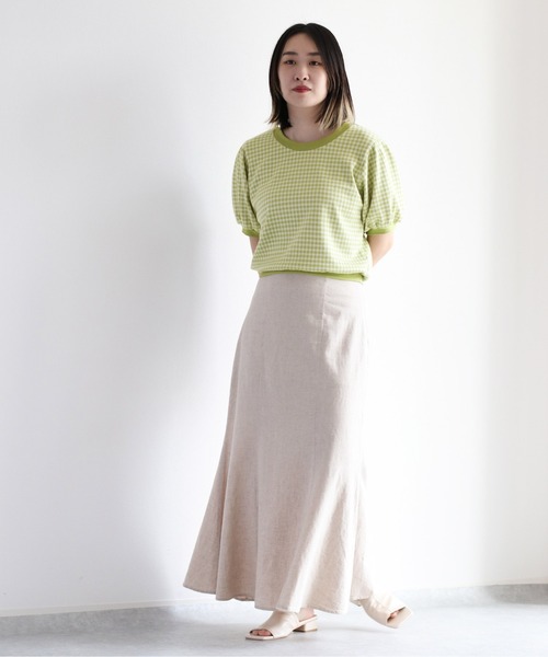 cepo（セポ）の「パフスリーブギンガムチェックトップス（Tシャツ/カットソー・レディース・ブラック/ライム/パープル/ベージュ・M）」の13枚目の写真