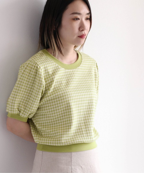 cepo（セポ）の「パフスリーブギンガムチェックトップス（Tシャツ/カットソー・レディース・ブラック/ライム/パープル/ベージュ・M）」の10枚目の写真