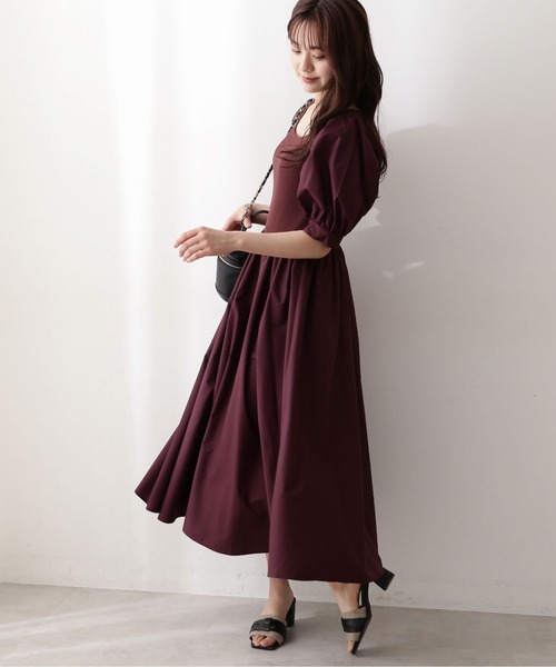 PROPORTION BODY DRESSING（プロポーションボディドレッシング）の「スクエアニットドッキングワンピース / 1212240705（ワンピース・レディース・イエロー/ボルドー/ブラック・SMALL/MEDIUM）」の4枚目の写真