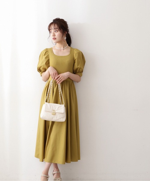 PROPORTION BODY DRESSING（プロポーションボディドレッシング）の「スクエアニットドッキングワンピース / 1212240705（ワンピース・レディース・イエロー/ボルドー/ブラック・SMALL/MEDIUM）」の7枚目の写真