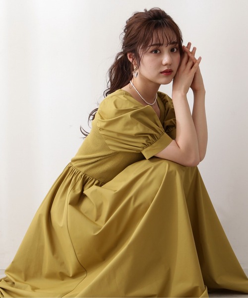 PROPORTION BODY DRESSING（プロポーションボディドレッシング）の「スクエアニットドッキングワンピース / 1212240705（ワンピース・レディース・イエロー/ボルドー/ブラック・SMALL/MEDIUM）」の9枚目の写真