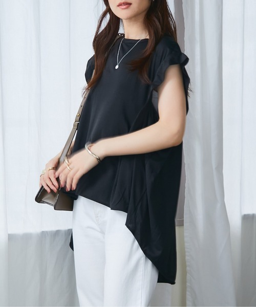 ECRIRE（エクリール）の「【miho.a.nicoコラボ】タックデザインノースリーブカットソーブラウス（シャツ/ブラウス・レディース・ブラック/オフホワイト/イエロー/オレンジ・M/L）」の9枚目の写真