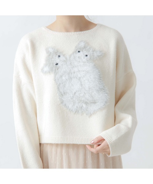 flower(フラワー)の「キトゥンニット(ニット/セーター・レディース・アイボリー/ブラウン・FREE)」の6枚目の写真