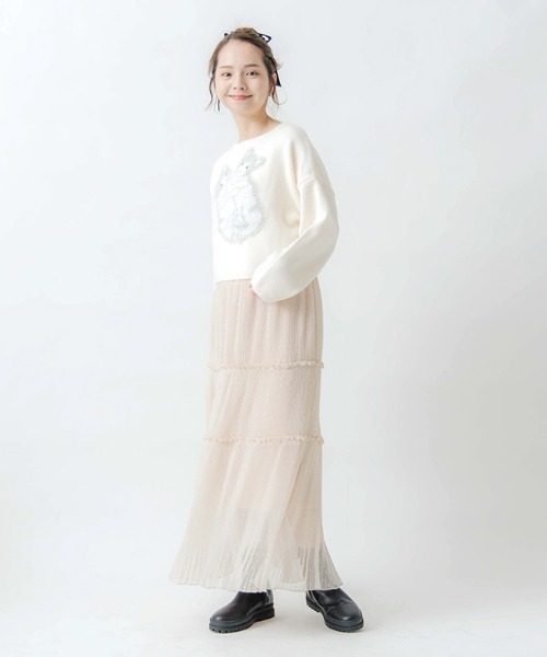 flower(フラワー)の「キトゥンニット(ニット/セーター・レディース・アイボリー/ブラウン・FREE)」の7枚目の写真