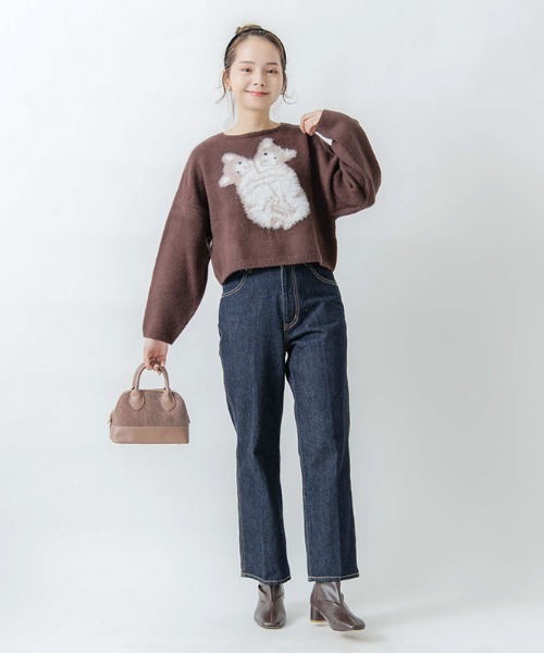 flower(フラワー)の「キトゥンニット(ニット/セーター・レディース・アイボリー/ブラウン・FREE)」の13枚目の写真