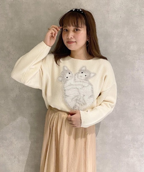 flower(フラワー)の「キトゥンニット(ニット/セーター・レディース・アイボリー/ブラウン・FREE)」の17枚目の写真