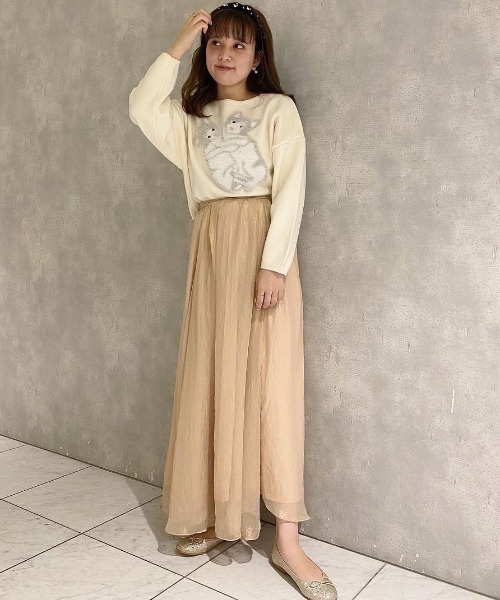 flower(フラワー)の「キトゥンニット(ニット/セーター・レディース・アイボリー/ブラウン・FREE)」の18枚目の写真