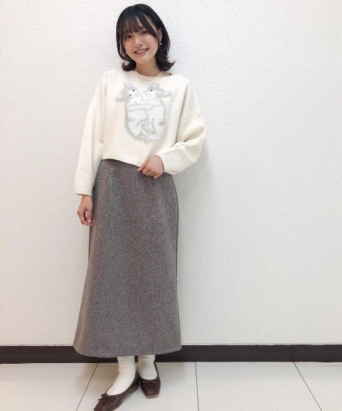 flower(フラワー)の「キトゥンニット(ニット/セーター・レディース・アイボリー/ブラウン・FREE)」の20枚目の写真