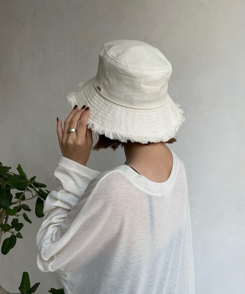 DouDou（ドゥドゥ）の「【WEB限定】フリンジバケットハット（ハット・レディース・ブラック/ベージュ/アイボリー・FREE）」の4枚目の写真