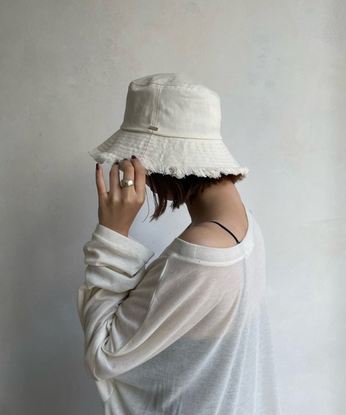 DouDou（ドゥドゥ）の「【WEB限定】フリンジバケットハット（ハット・レディース・ブラック/ベージュ/アイボリー・FREE）」の7枚目の写真