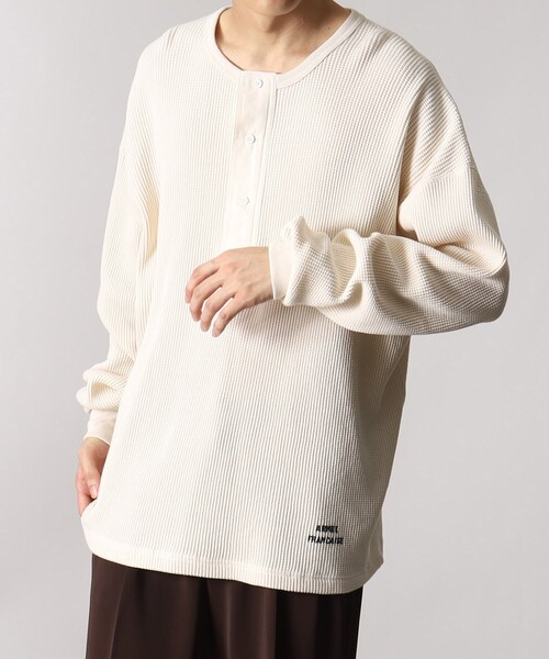 THE SHOP TK （ザ ショップ ティーケー ）の「◆【LUCEBER/ルースバー別注】ヘヴィーウエイトワッフル ヘンリーネックロングスリーブTシャツ（Tシャツ/カットソー・メンズ・ダークグレー/マスタード/オフホワイト・03/02）」の10枚目の写真