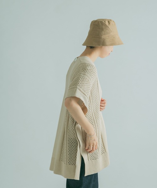 FORK&SPOON(フォークアンドスプーン)の「FORK&SPOON 編地切替ニットベスト(ニット/セーター・レディース・チャコールグレー/ライトベージュ・1)」の17枚目の写真
