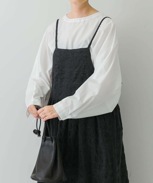かぐれ(カグレ)の「タイプライターワイドスモック(シャツ/ブラウス・レディース・ストライプ/オフホワイト・FREE)」の1枚目の写真
