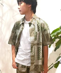 GLAZOS | 総柄オープンカラー半袖シャツ【セットアップ対応】(シャツ/ブラウス)
