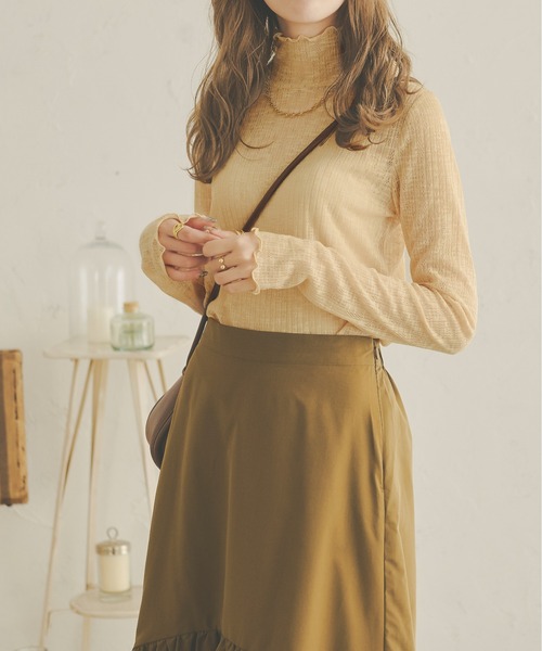 Ambre Neige(アンブルネージュ)の「透かし編みハイネックトップス/【WEB/EC限定商品】(Tシャツ/カットソー・レディース・ブラック/ベージュ/アイボリー・FREE)」の16枚目の写真