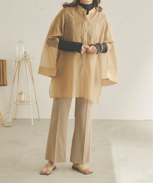Ambre Neige(アンブルネージュ)の「透かし編みハイネックトップス/【WEB/EC限定商品】(Tシャツ/カットソー・レディース・ブラック/ベージュ/アイボリー・FREE)」の7枚目の写真