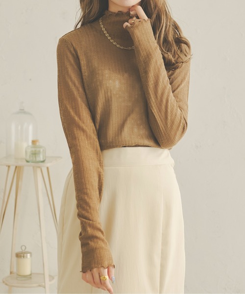 Ambre Neige(アンブルネージュ)の「透かし編みハイネックトップス/【WEB/EC限定商品】(Tシャツ/カットソー・レディース・ブラック/ベージュ/アイボリー・FREE)」の19枚目の写真