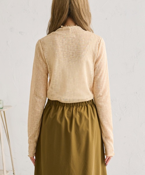 Ambre Neige(アンブルネージュ)の「透かし編みハイネックトップス/【WEB/EC限定商品】(Tシャツ/カットソー・レディース・ブラック/ベージュ/アイボリー・FREE)」の13枚目の写真