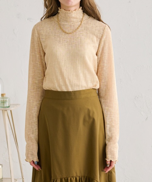 Ambre Neige(アンブルネージュ)の「透かし編みハイネックトップス/【WEB/EC限定商品】(Tシャツ/カットソー・レディース・ブラック/ベージュ/アイボリー・FREE)」の17枚目の写真