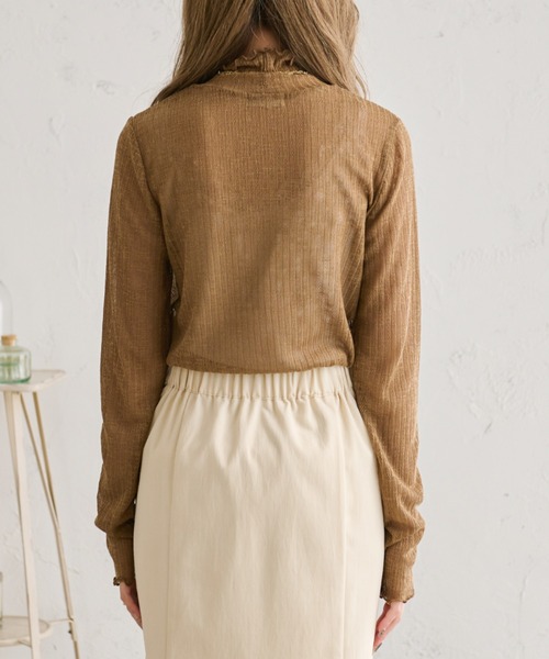 Ambre Neige(アンブルネージュ)の「透かし編みハイネックトップス/【WEB/EC限定商品】(Tシャツ/カットソー・レディース・ブラック/ベージュ/アイボリー・FREE)」の18枚目の写真