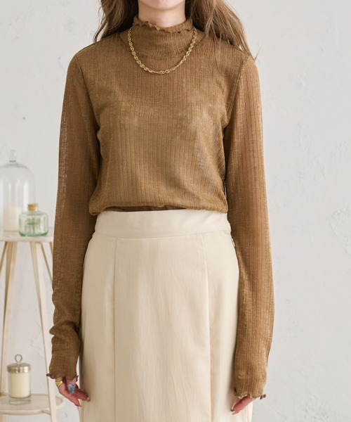 Ambre Neige(アンブルネージュ)の「透かし編みハイネックトップス/【WEB/EC限定商品】(Tシャツ/カットソー・レディース・ブラック/ベージュ/アイボリー・FREE)」の20枚目の写真