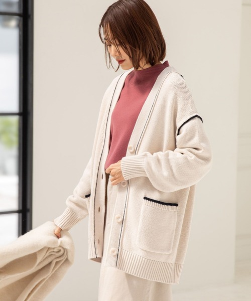 GLOBAL WORK（グローバルワーク）の「アウトリンキングニュアンスカーディガン/295812（カーディガン/ボレロ・レディース・ブラウン/ピンク/グリーン/アイボリー/オレンジ・MEDIUM/LARGE）」の2枚目の写真