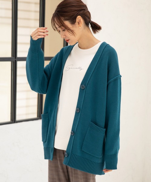 GLOBAL WORK（グローバルワーク）の「アウトリンキングニュアンスカーディガン/295812（カーディガン/ボレロ・レディース・ブラウン/ピンク/グリーン/アイボリー/オレンジ・MEDIUM/LARGE）」の15枚目の写真