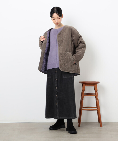 ONIGIRI（オニギリ）の「コーデュロイ　キルティングブルゾン（ブルゾン・レディース・ベージュ/ブラウン・FREE）」の6枚目の写真