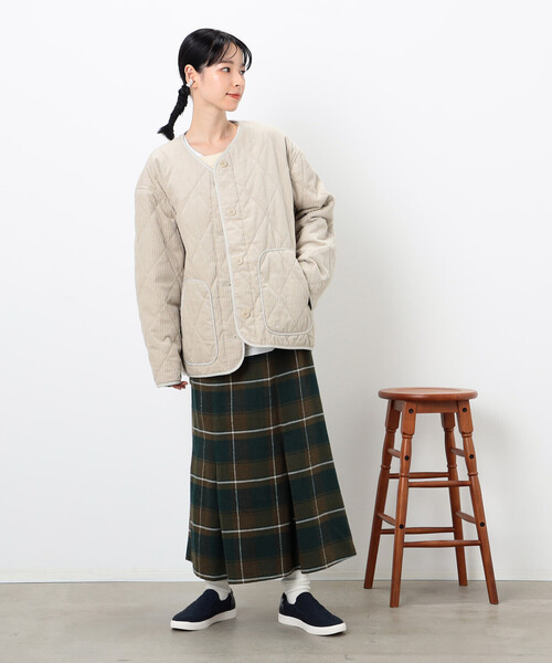 ONIGIRI（オニギリ）の「コーデュロイ　キルティングブルゾン（ブルゾン・レディース・ベージュ/ブラウン・FREE）」の5枚目の写真