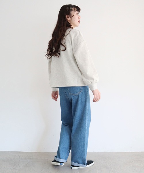 l'atelier du savon(アトリエドサボン)の「こぼれるカゴのお花 毛糸刺繍PO(Tシャツ/カットソー・レディース・アイボリー/チャコールグレー・FREE)」の20枚目の写真