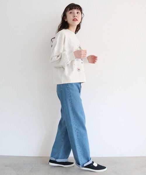 l'atelier du savon(アトリエドサボン)の「こぼれるカゴのお花 毛糸刺繍PO(Tシャツ/カットソー・レディース・アイボリー/チャコールグレー・FREE)」の21枚目の写真