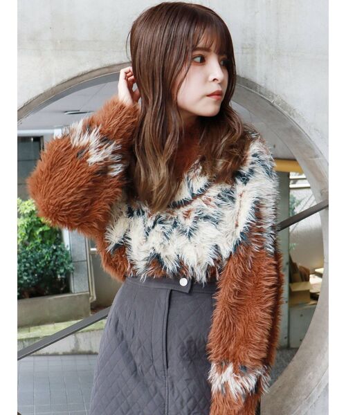 MURUA（ムルーア）の「フェザーノルディックニット（ニット/セーター・レディース・ブラウン/グレー/アイボリー・FREE）」の4枚目の写真