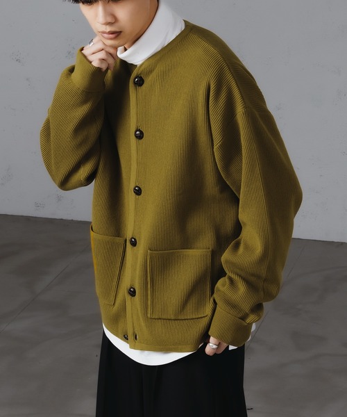 epnok（エプノック）の「ベーシックルーズリブニットカーディガン（カーディガン/ボレロ・メンズ・ベージュ/オリーブ/チャコールグレー・LARGE/MEDIUM/SMALL）」の3枚目の写真