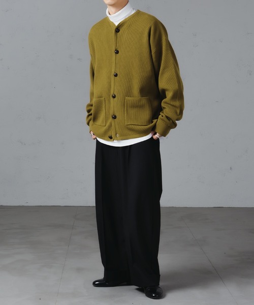 epnok（エプノック）の「ベーシックルーズリブニットカーディガン（カーディガン/ボレロ・メンズ・ベージュ/オリーブ/チャコールグレー・LARGE/MEDIUM/SMALL）」の4枚目の写真