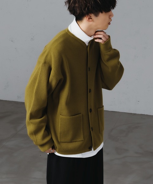 epnok（エプノック）の「ベーシックルーズリブニットカーディガン（カーディガン/ボレロ・メンズ・ベージュ/オリーブ/チャコールグレー・LARGE/MEDIUM/SMALL）」の12枚目の写真