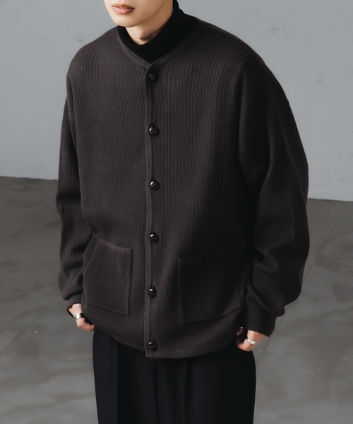 epnok（エプノック）の「ベーシックルーズリブニットカーディガン（カーディガン/ボレロ・メンズ・ベージュ/オリーブ/チャコールグレー・LARGE/MEDIUM/SMALL）」の5枚目の写真