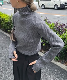 【ハンドウォッシャブル】メランジリブハイネックニット
