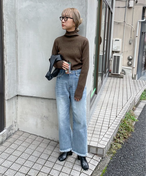 feepur(フェピュール)の「【ハンドウォッシャブル】メランジリブハイネックニット(ニット/セーター・レディース・ブラウン/チャコールグレー/ブルー/アイボリー・MEDIUM)」の18枚目の写真