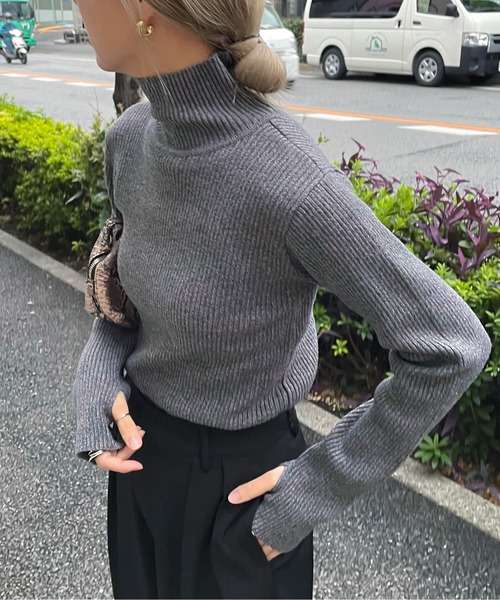 feepur(フェピュール)の「【ハンドウォッシャブル】メランジリブハイネックニット(ニット/セーター・レディース・ブラウン/チャコールグレー/ブルー/アイボリー・MEDIUM)」の20枚目の写真
