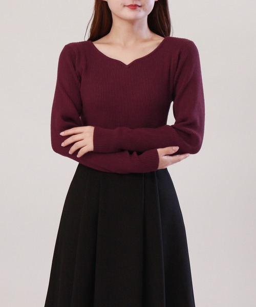 TRUDEA（トルディア）の「viscoseハートネックリブニット（ニット/セーター・レディース・ワイン/ベージュ/グレイッシュベージュ/ブラウン/ピンクベージュ・MEDIUM/LARGE）」の21枚目の写真