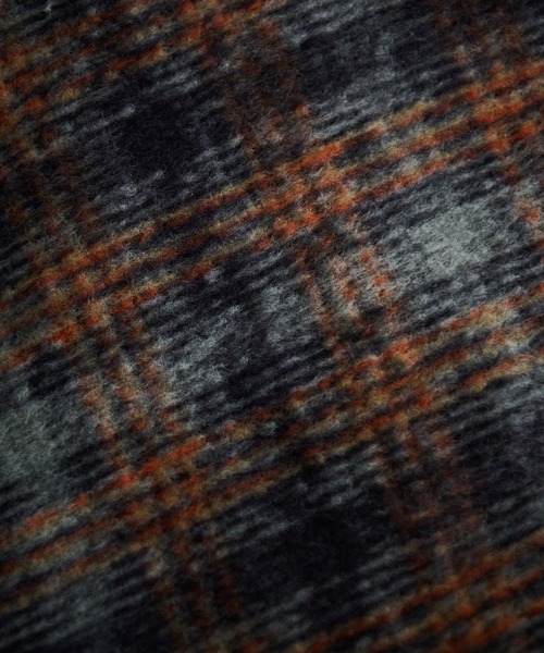 【WEB限定】ウーリッシュシャギーチェック柄セーラーカラーミドル丈コート