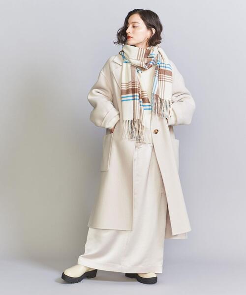 BEAUTY&YOUTH UNITED ARROWS（ビューティーアンドユースユナイテッドアローズ）の「カシミヤ チェック ストール（ストール/ショール・レディース・ベージュ/オフホワイト/グレー・FREE）」の9枚目の写真