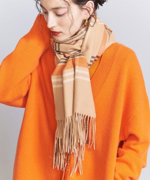 BEAUTY&YOUTH UNITED ARROWS（ビューティーアンドユースユナイテッドアローズ）の「カシミヤ チェック ストール（ストール/ショール・レディース・ベージュ/オフホワイト/グレー・FREE）」の10枚目の写真